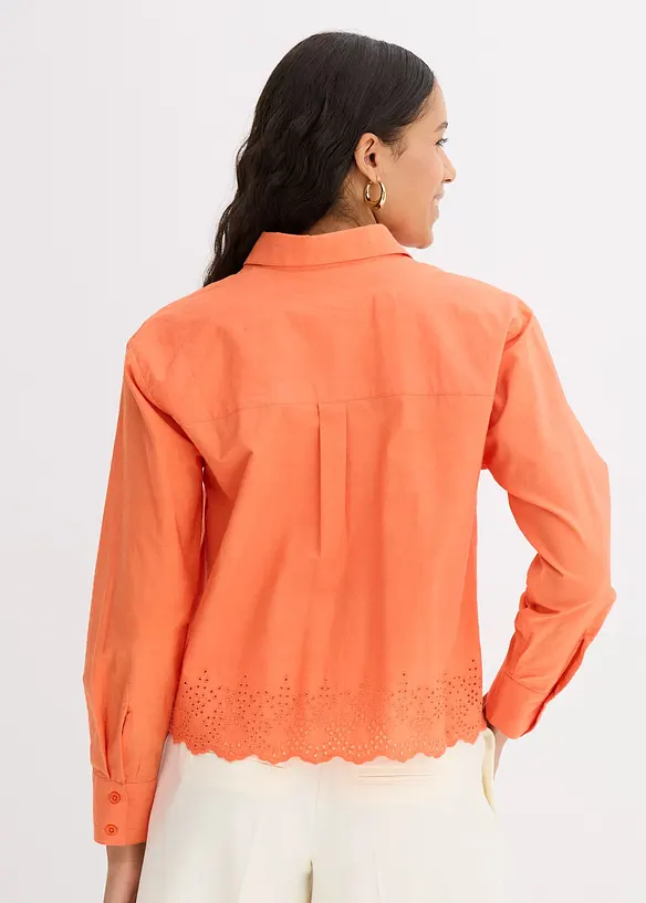 Skjortblus med hålbroderi, bonprix