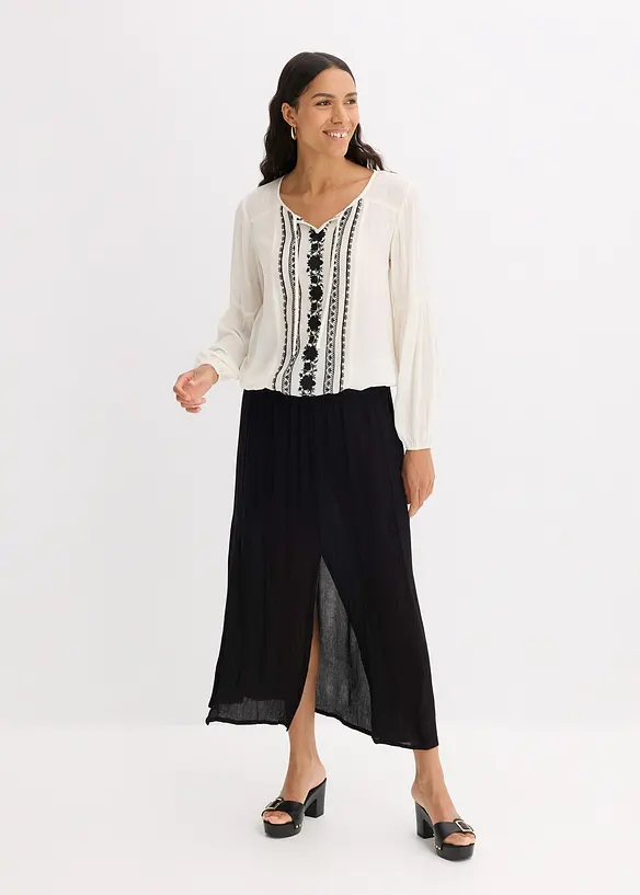 Blus med broderi, bonprix