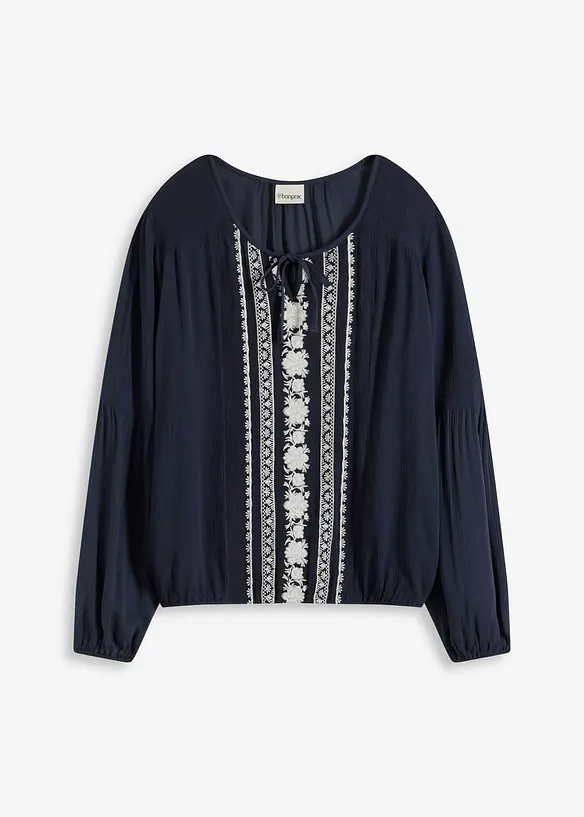 Blus med broderi, bonprix