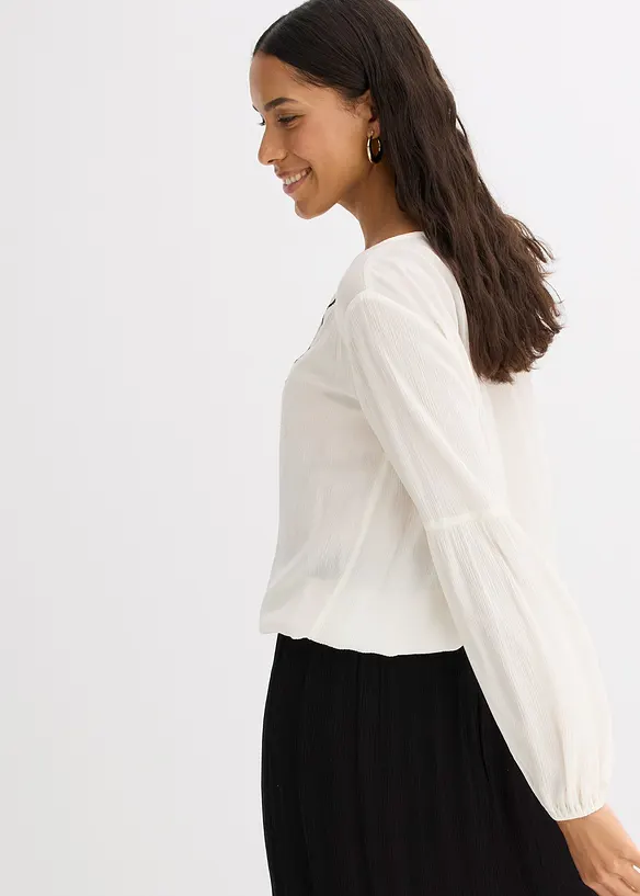 Blus med broderi, bonprix