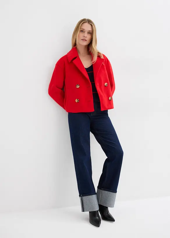 Kort jacka med yllelook, bonprix