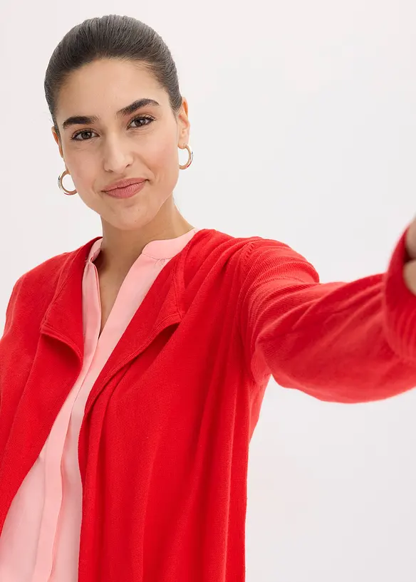 Lång cardigan i bomullsblandning, bonprix