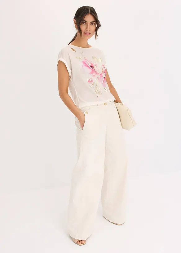 Topp med vävd infällning, bonprix