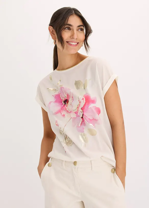 Topp med vävd infällning, bonprix