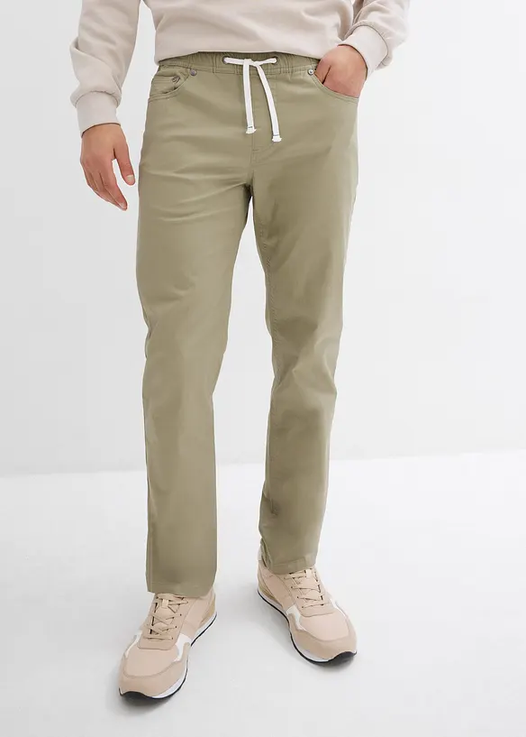 Stretchig dra på-byxa, normal passform, raka ben, bonprix