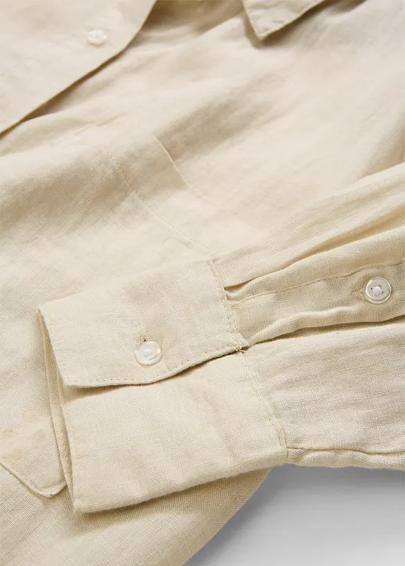 Vid skjortblus i rent linne, bonprix