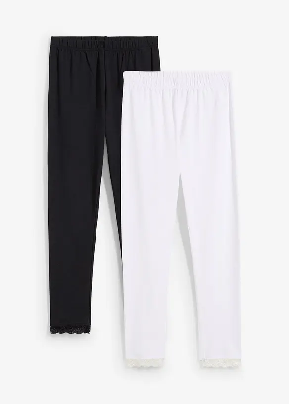 Leggings med spetsmuddar för barn (2-pack), bonprix