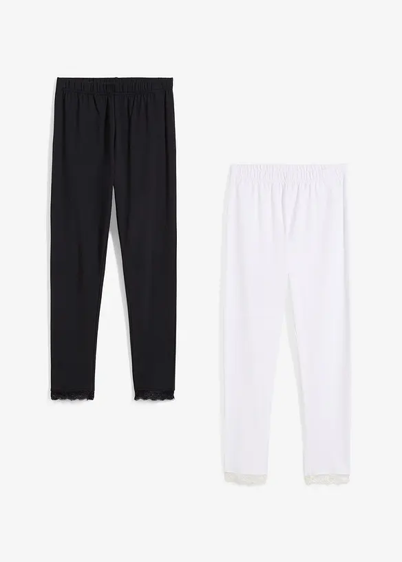 Leggings med spetsmuddar för barn (2-pack), bonprix