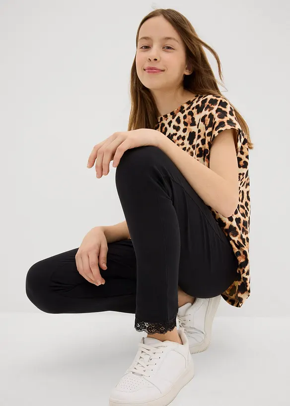 Leggings med spetsmuddar för barn (2-pack), bonprix
