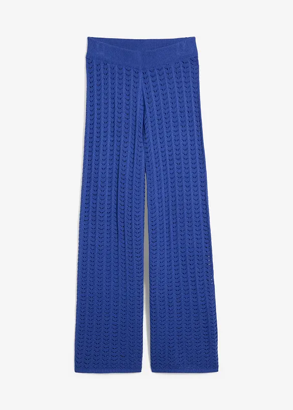 Stickad dra på-byxa med hålmönster, bonprix