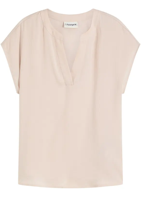 Ledig satinblus med överskurna ärmar, bonprix