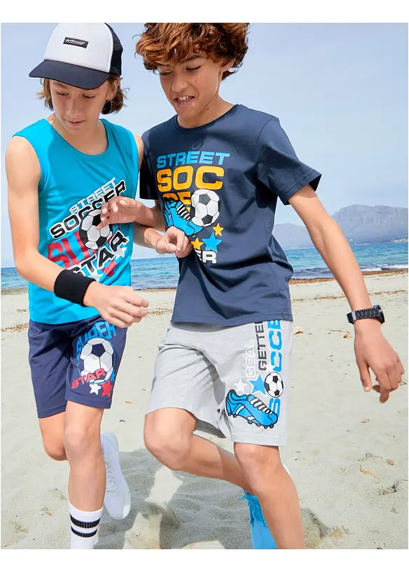 T-shirt + linne + shorts (4 delar), bonprix