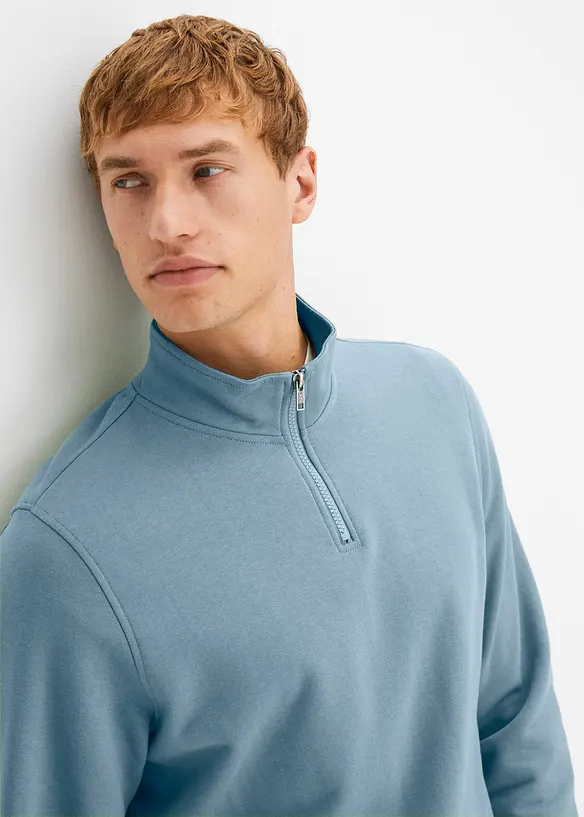 Sweatshirt med krage och kort dragkedja, bonprix