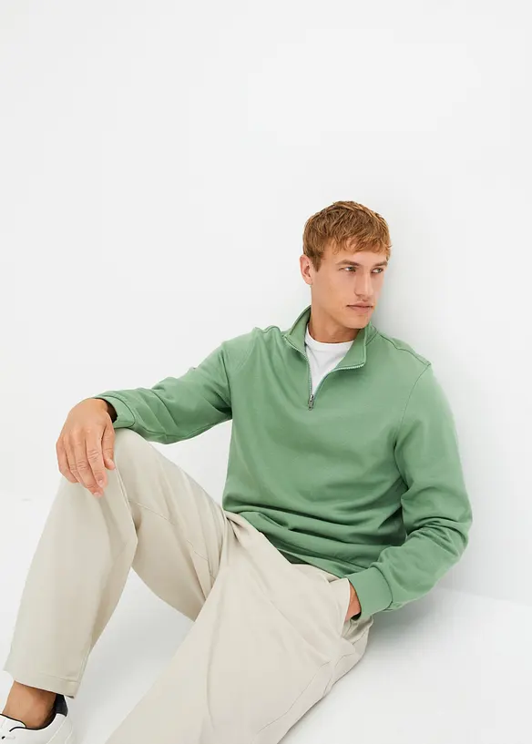 Sweatshirt med krage och kort dragkedja, bonprix