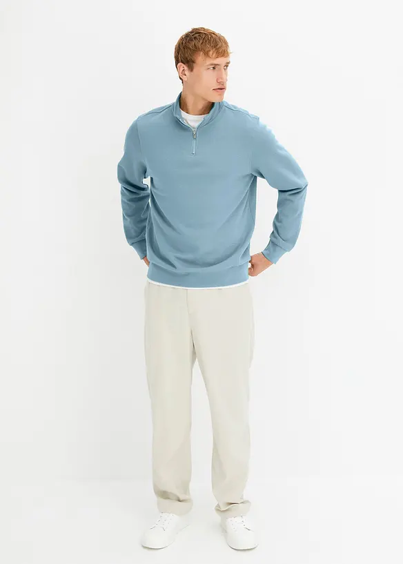 Sweatshirt med krage och kort dragkedja, bonprix