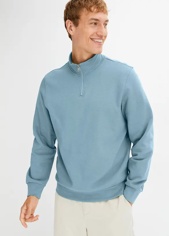 Sweatshirt med krage och kort dragkedja, bonprix