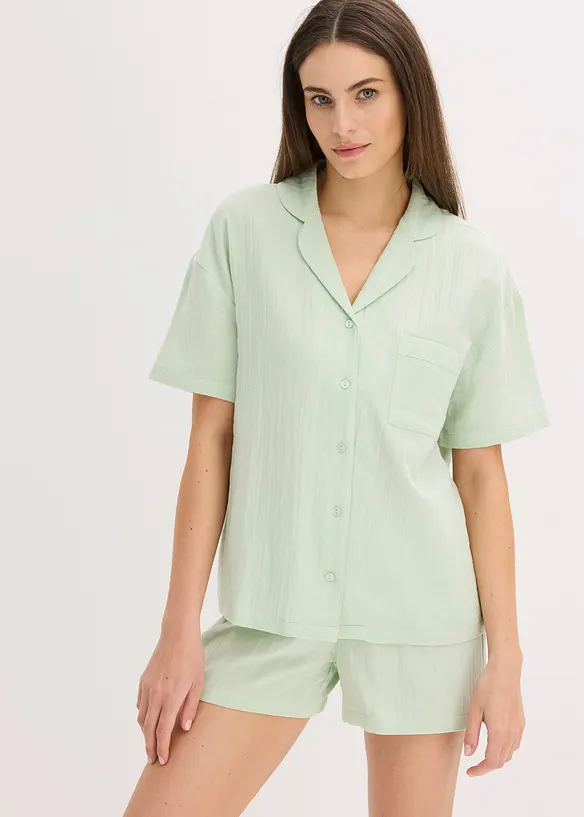 Muslinpyjamas med shorts och knappslå, bonprix