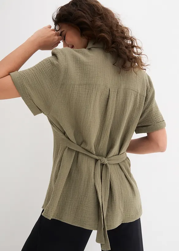 Mamma-/amningsblus i bomullsmuslin med halvlånga ärmar, bonprix