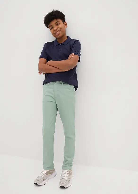 Stretchiga chinos med justerbar midja för barn, Slim Fit, bonprix