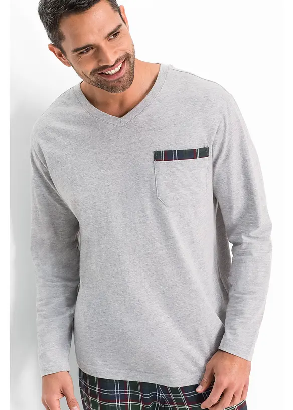 Långärmad pyjamas med ekologisk bomull, bonprix