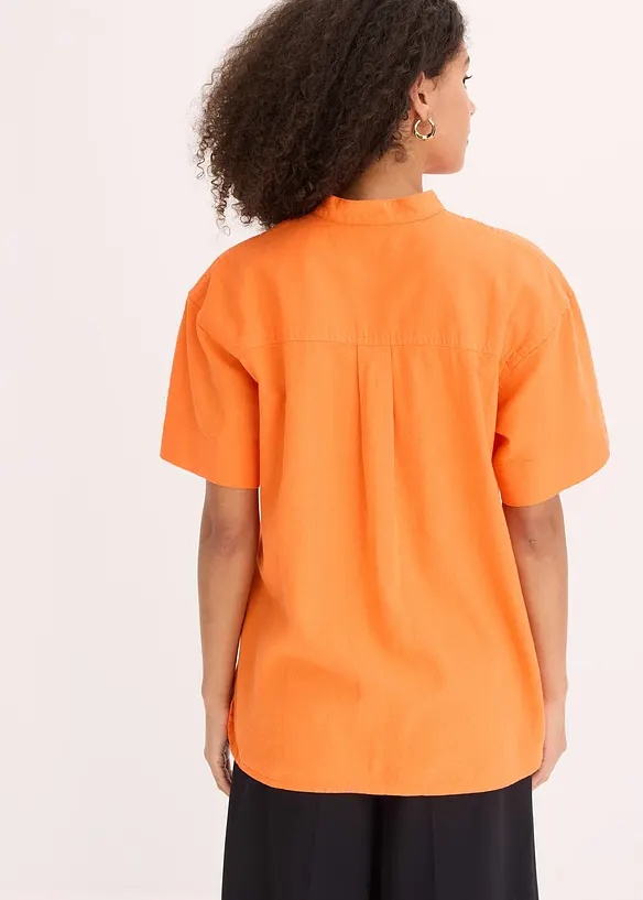 Skjortblus i tunn bomullsmix, bonprix