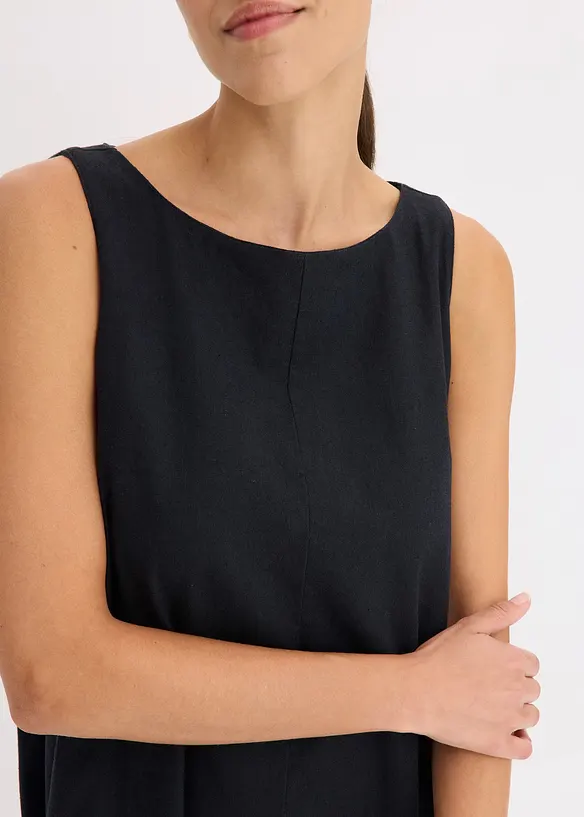 Ärmlös klänning i viskosmix med linneandel, bonprix