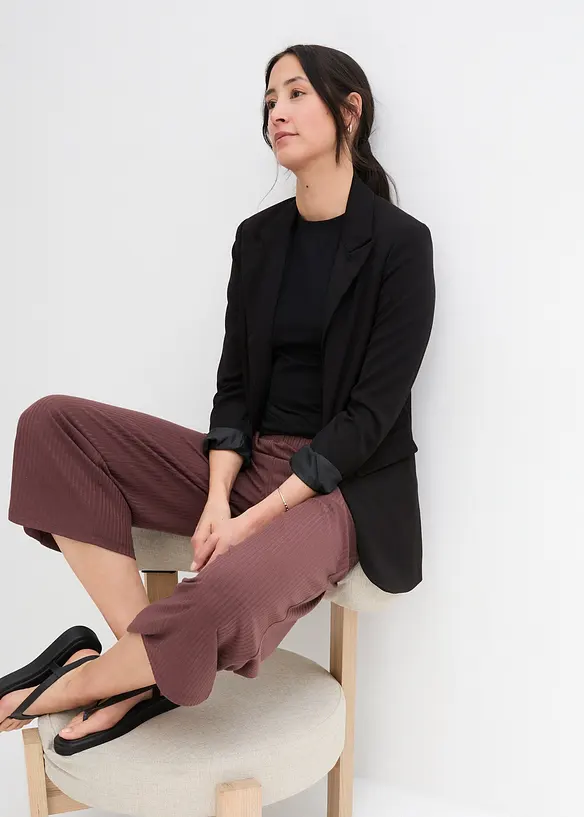 Ribbstickad jerseybyxa med bekväm midja, bonprix