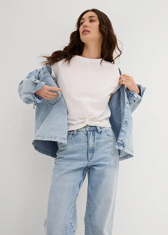 Kort T-shirt i ekologisk bomull, bonprix
