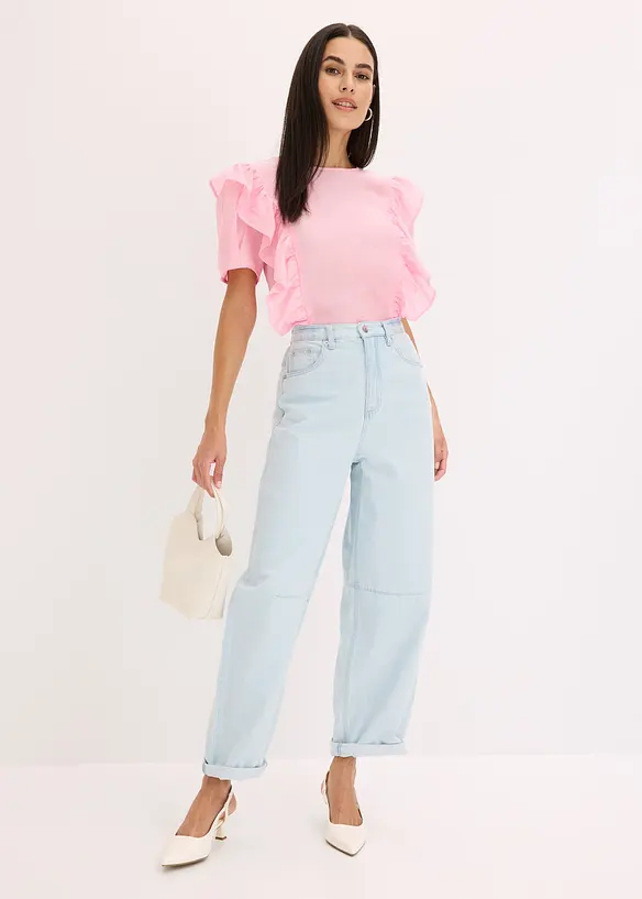 Blus med volanger, bonprix