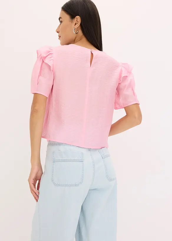 Blus med volanger, bonprix