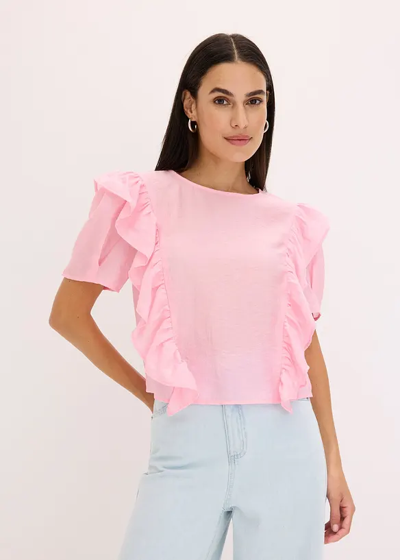 Blus med volanger, bonprix