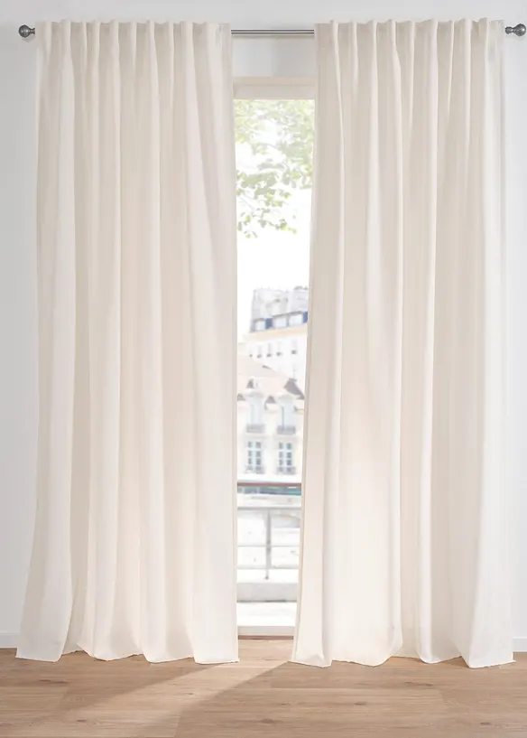 Gardinlängd med linnelook och återvunnen polyester (1-pack), bonprix