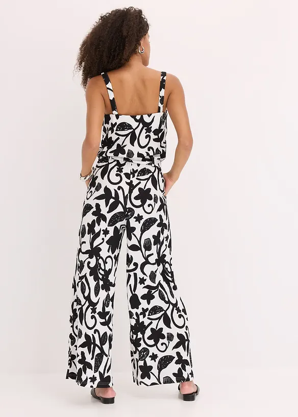 Mönstrad jumpsuit i jersey med struktur, bonprix