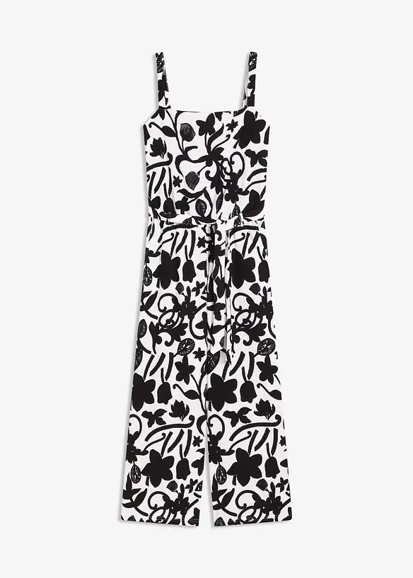 Mönstrad jumpsuit i jersey med struktur, bonprix