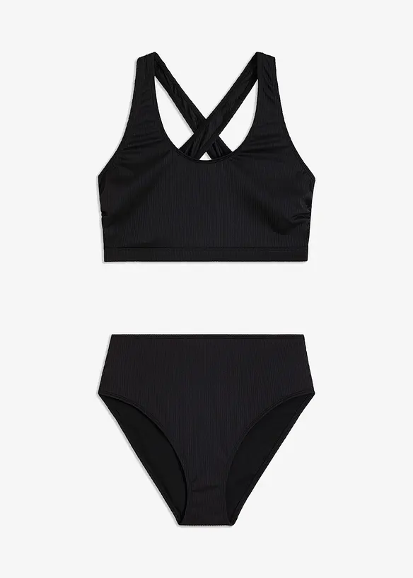 Ribbstickad bikini med BH-topp (2 delar), bonprix