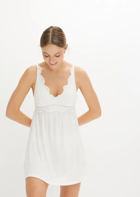 Negligé i viskos med snyggt hålbroderi, bonprix