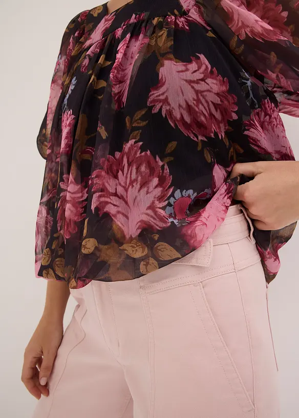 Blus med ballongformad nederkant, bonprix