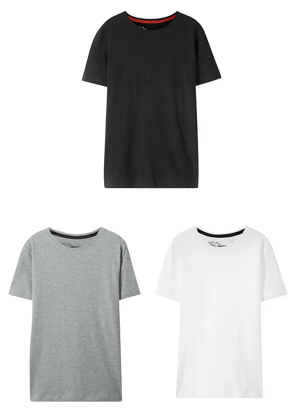 T-shirt i basmodell för barn (3-pack), ekologisk bomull, bonprix