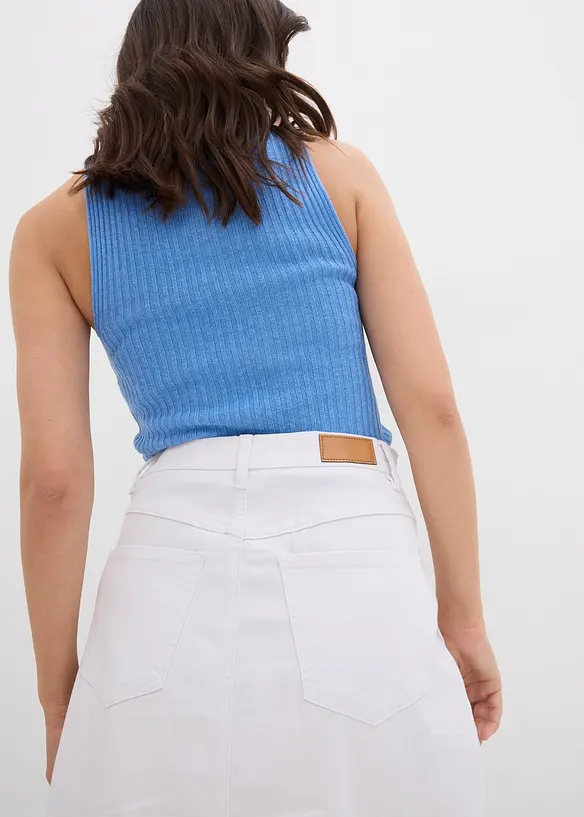 Stretchig jeanskjol med hög midja, bonprix