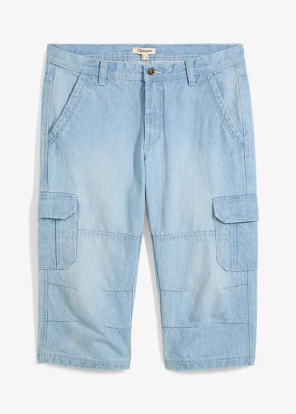 Regular Fit Stretch 3/4-Jeans med cargofickor, Straight, bonprix