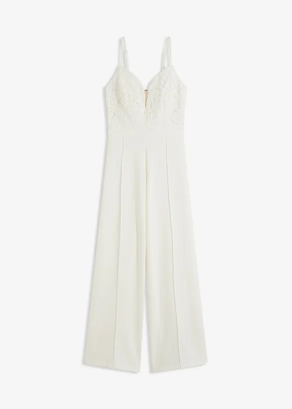 Jumpsuit med spets och smala axelband, bonprix