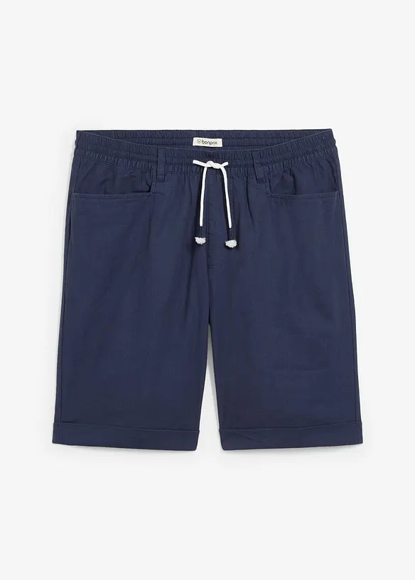 Dra på-shorts i linneblandning, Regular Fit, bonprix
