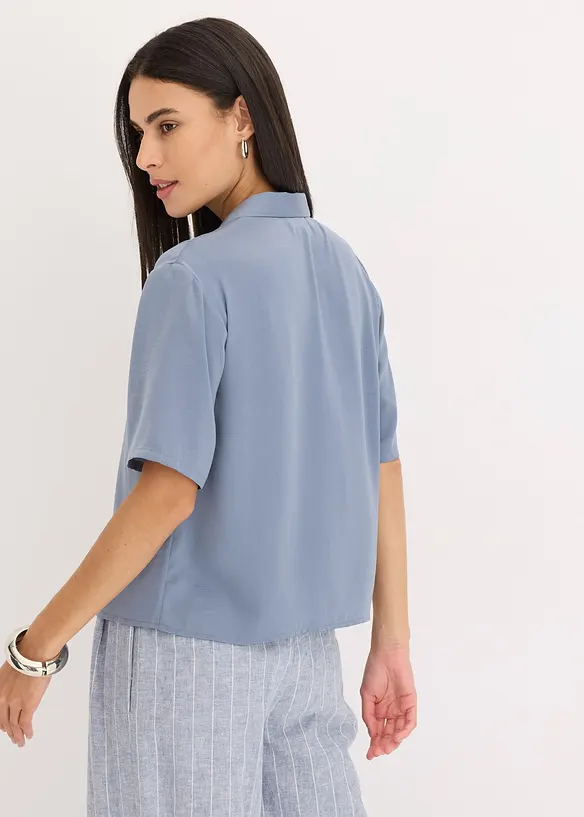 Satinblus med krage och slag, bonprix