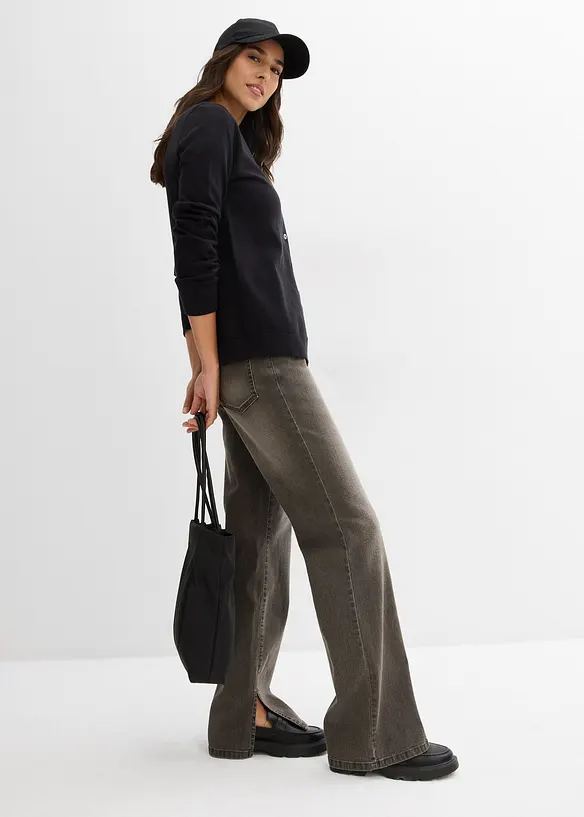 Cardigan med rund halsringning, bonprix