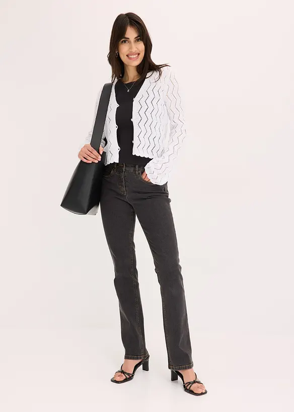 Kort cardigan med virkad look, bonprix