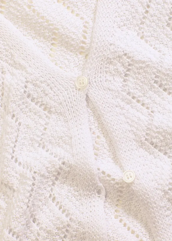 Kort cardigan med virkad look, bonprix