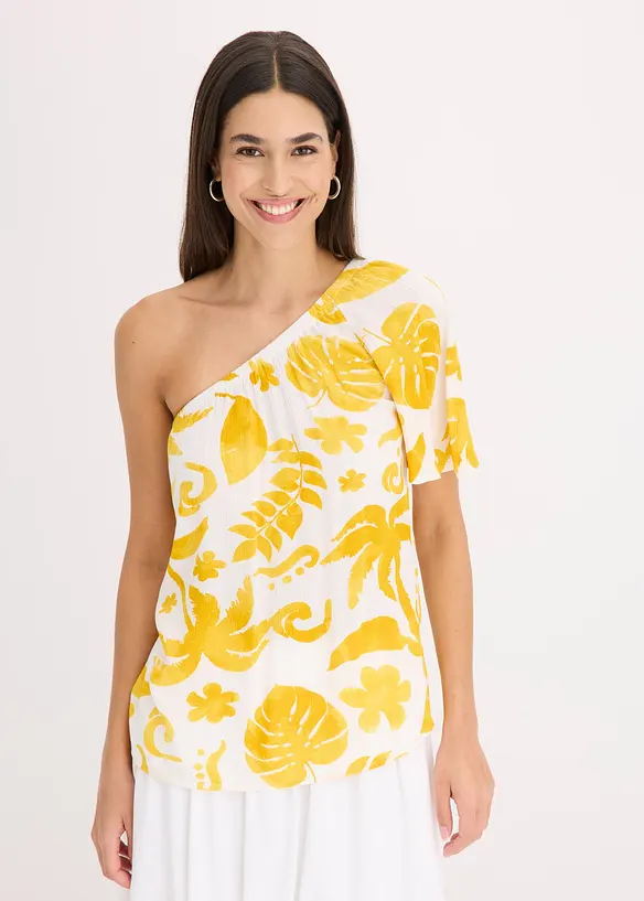 Blus i one-shoulder-modell av viskos med struktur, bonprix