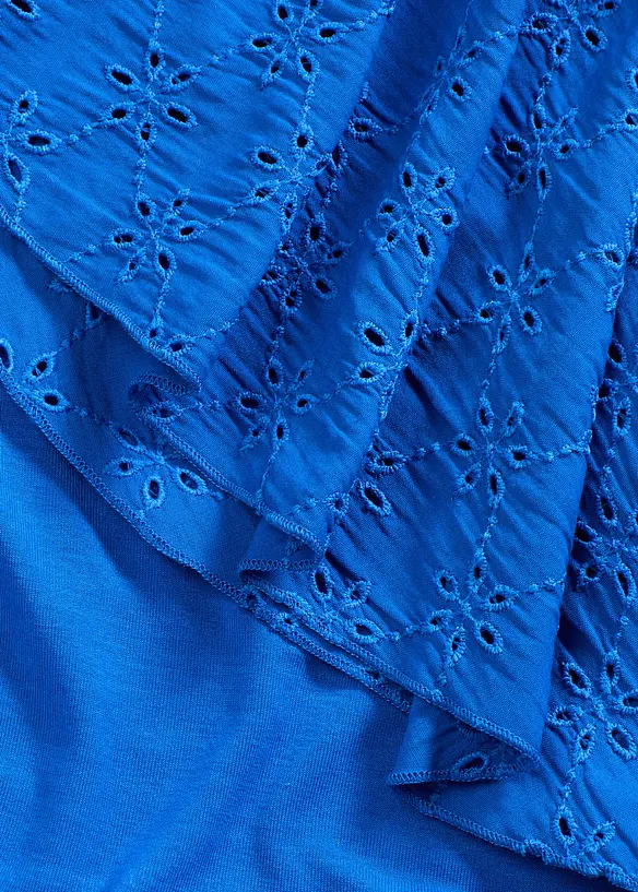 Jerseyklänning med hålbroderi, av mjuk viskosmix, bonprix