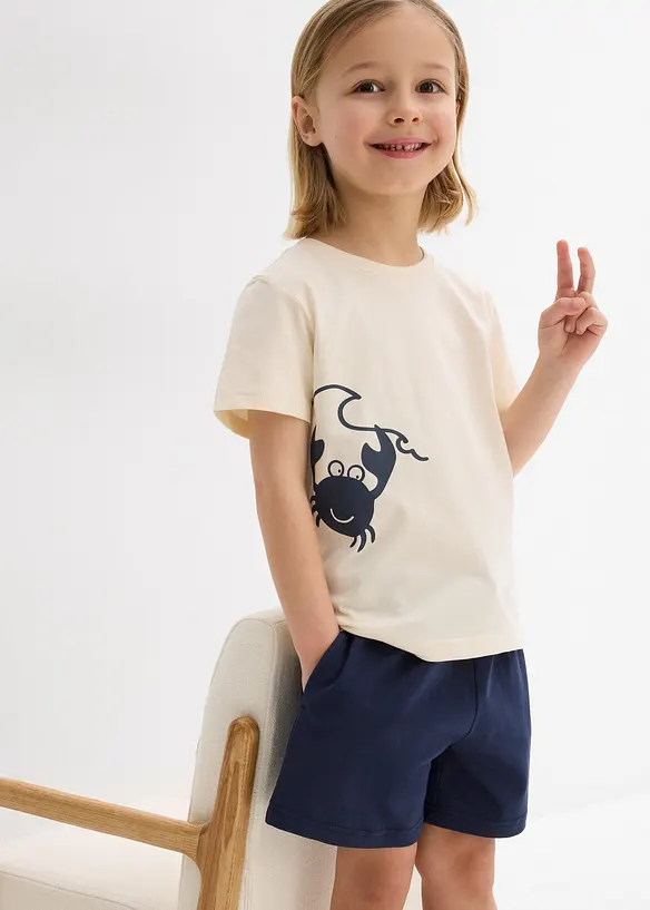 T-shirt och shorts (set i 2 delar) av ekologisk bomull, bonprix