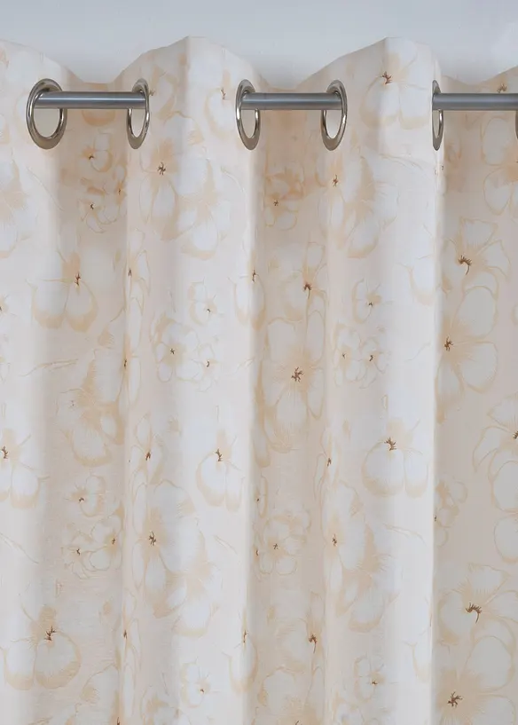 Blommönstrad gardin i återvunnen polyester (1-pack), bonprix